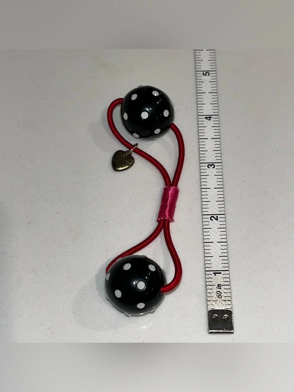 Betsey Johnson Vintage Rare Hair Tie Black & Whit polka-dots